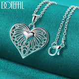 925 Silver Heart Pendant Necklace 16-30 Inch Chain for Women