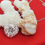 925 Silver Heart Ball Pendant Necklace 18-Inch Chain for Women