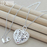 925 Silver Heart Ball Pendant Necklace 18-Inch Chain for Women