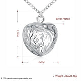 925 Silver Heart Ball Pendant Necklace 18-Inch Chain for Women
