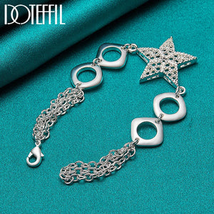 925 Sterling Silver Star Bracelet Women Wedding Engagement Party Charm Jewelry