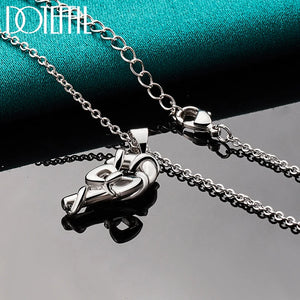 925 Silver Bowknot Pendant Necklace 18 Inch Box Chain Wedding Charm Jewelry