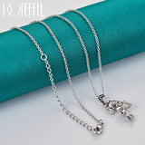 925 Silver Bowknot Pendant Necklace 18 Inch Box Chain Wedding Charm Jewelry