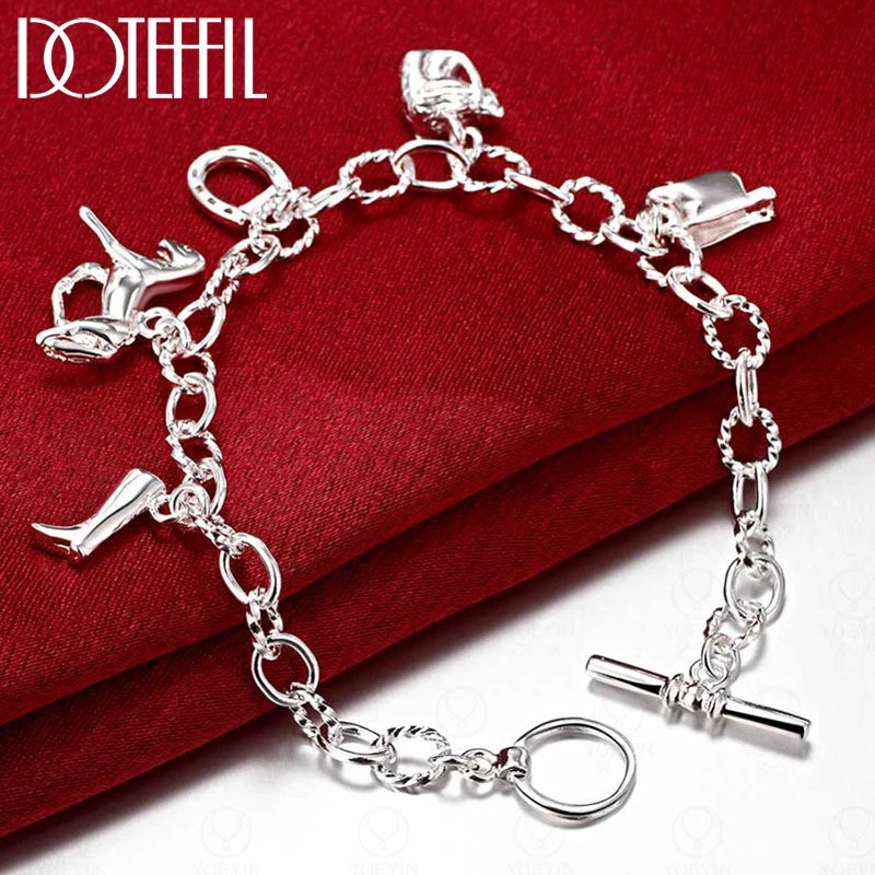 925 Silver Horse Package Boots Bracelet for Women