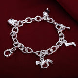 925 Silver Horse Package Boots Bracelet for Women
