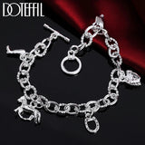 925 Silver Horse Shoe Boots Pendant Bracelet Women Wedding Jewelry
