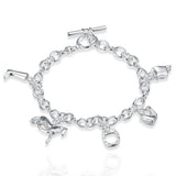 925 Silver Horse Shoe Boots Pendant Bracelet for Women