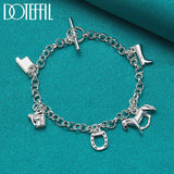925 Silver Horse Shoe Boots Pendant Bracelet Women Wedding Jewelry
