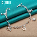 925 Silver Horse Shoe Boots Pendant Bracelet