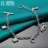 925 Silver Horse Shoe Boots Pendant Bracelet
