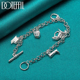 925 Silver Horse Shoe Boots Pendant Bracelet
