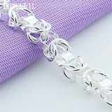 925 Silver Interlocking Circle Chain OT Buckle Bracelet For Woman