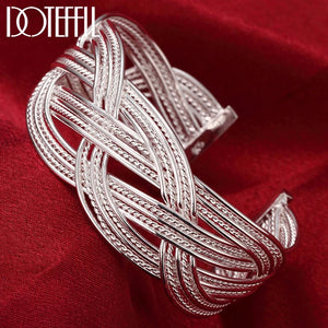 925 Silver Intertwined Bangle Bracelet Wedding Party Jewelry