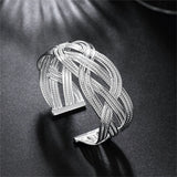 925 Silver Intertwined Bangle Bracelet Wedding Party Jewelry
