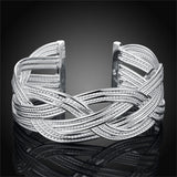 925 Silver Cross Bangle Bracelet Wedding Engagement Party Jewelry