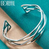 Women's 925 Sterling Silver Interweave Bangle Bracelet, Wedding Engagement Charm