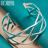925 Silver Interweave Bangles Bracelet Wedding Engagement Party