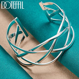 925 Silver Interweave Bangles Bracelet Wedding Engagement Party