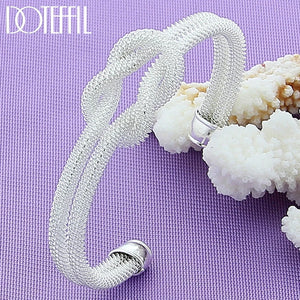 925 Silver Interwoven Web Bangle Bracelet Wedding Charm Party Jewelry
