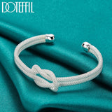 925 Silver Interwoven Web Bangle Bracelet Wedding Engagement Jewelry