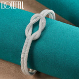 925 Silver Interwoven Web Bangle Bracelet Wedding Engagement Jewelry