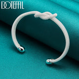 925 Silver Interwoven Web Bangle Bracelet Wedding Engagement Jewelry