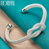 925 Silver Interwoven Web Bangle Bracelet Wedding Engagement Jewelry