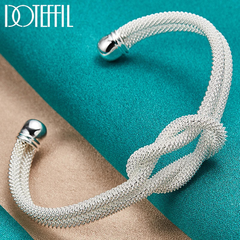 925 Silver Web Bangle Bracelet Wedding Engagement Charm Party Jewelry