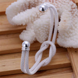925 Silver Web Bangle Bracelet Woman Wedding Charm Party Jewelry