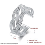 925 Silver Web Opening Bangle Bracelet Women Charm Party Jewelry