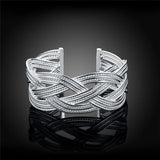 925 Silver Web Opening Bangle Bracelet Women Charm Party Jewelry