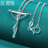 925 Silver Jesus Cross Pendant Necklace 18-3 Inch Chain