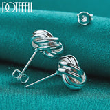 925 Silver Knot Twist Stud Earrings Wedding Party Charm Jewelry