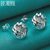 925 Silver Knot Twist Stud Earrings Wedding Party Charm Jewelry