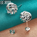 925 Silver Knot Twist Stud Earrings Wedding Party Charm Jewelry