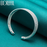 925 Sterling Silver Large Reticulated Bangle Bracelet for Woman Man