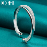 925 Sterling Silver Large Reticulated Bangle Bracelet for Woman Man