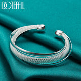 925 Sterling Silver Large Reticulated Bangle Bracelet for Woman Man