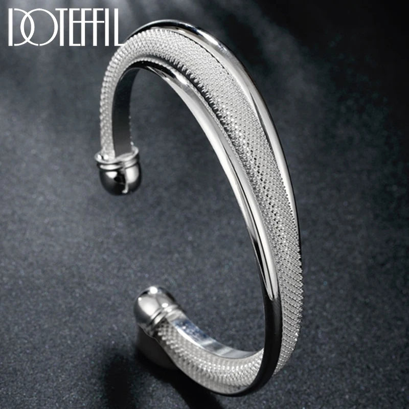 925 Silver Reticulated Bangle Bracelet for Wedding