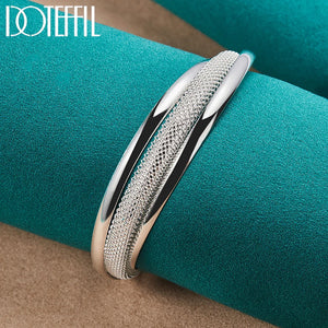 925 Silver Reticulated Smooth Bangle Bracelet Wedding Jewelry