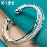 925 Sterling Silver Large Reticulated Bangle Bracelet for Woman Man