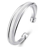 925 Silver Reticulated Smooth Bangle Bracelet Wedding Jewelry
