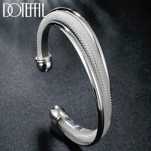 925 Sterling Silver Large Reticulated Bangle Bracelet Wedding Jewelry