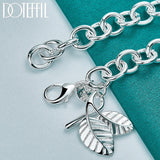 925 Silver Leaves Pendant Bracelet Chain Wedding Engagement Jewelry