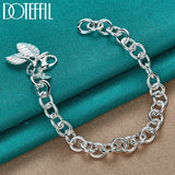 925 Silver Leaves Pendant Bracelet Chain Wedding Engagement Jewelry