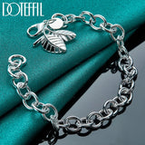 925 Silver Leaves Pendant Bracelet Chain Wedding Engagement Jewelry