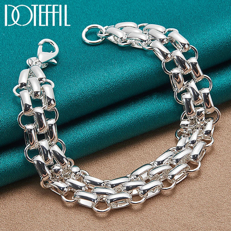925 Silver Circle Bracelet Chain For Women Wedding Jewelry