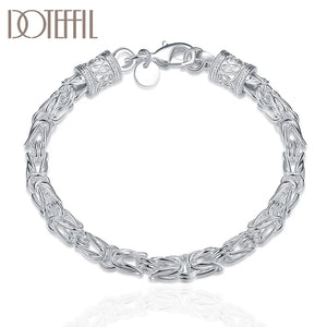 925 Sterling Silver Lobster Clasp Bracelet for Woman Charm Wedding Jewelry