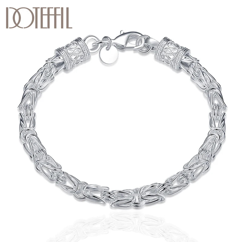 925 Sterling Silver Lobster Clasp Bracelet for Woman Charm Wedding Jewelry