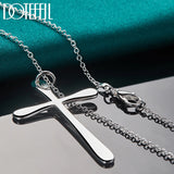 925 Silver Long Cross Pendant Necklace 16-30 Inch Chain Wedding Engagement